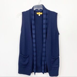 St. John Open front vest cardigan striped insert